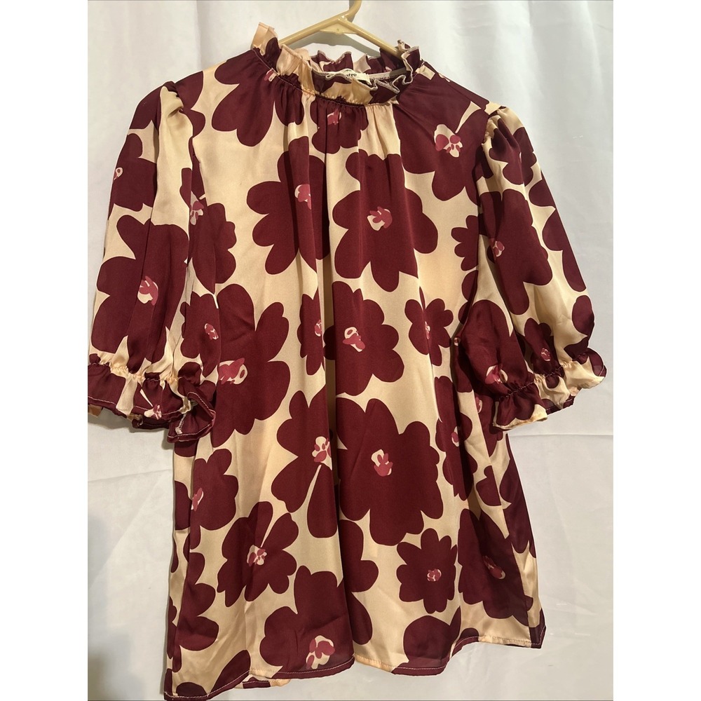 Entro Boutique Women's Floral Blush Pink Puffed Sleeve Size L